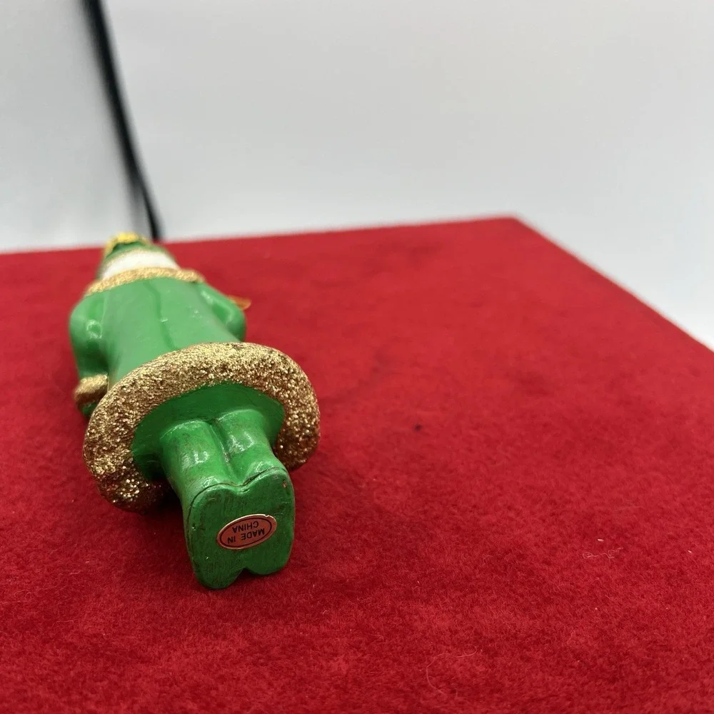 vintage‎ glass Christmas ornament depicting Santa Claus dressed in green - Picture 8 of 12